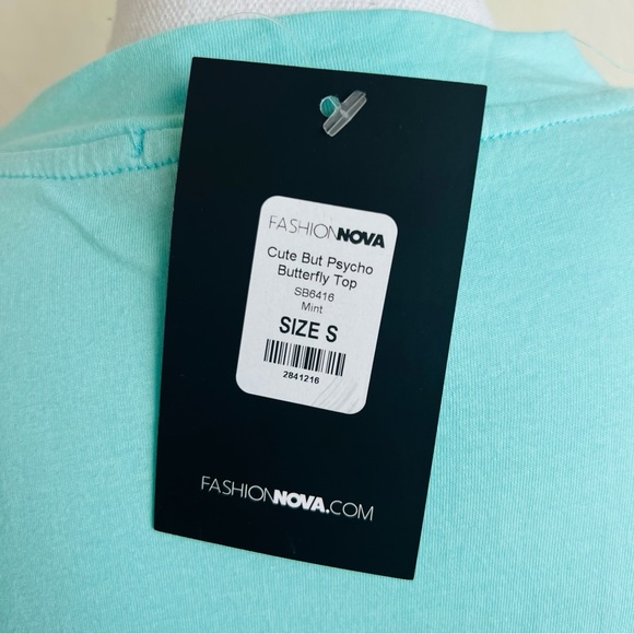NWT Fashion Nova Mint Cute But Psycho Butterfly Long Sleeve Graphic T-Shirt - Picture 6 of 8